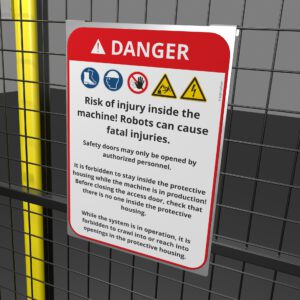 BLH002 Blechschild Verletzungsgefahr im Maschineninnenraum in englischer Sprache | ergo-safe